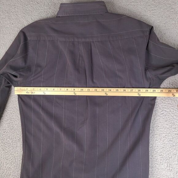 Quiksilver Shirt Mens Small Gray Striped Button Down Long Sleeve - Picture 14 of 16